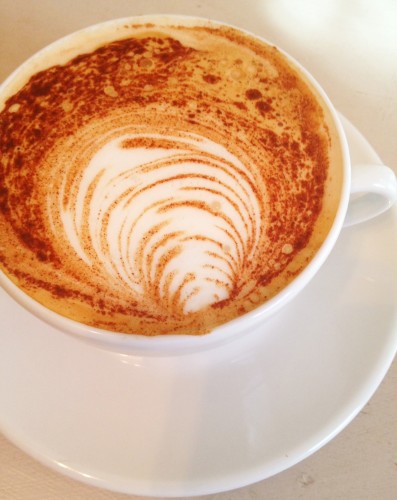 latte art on cappuccino