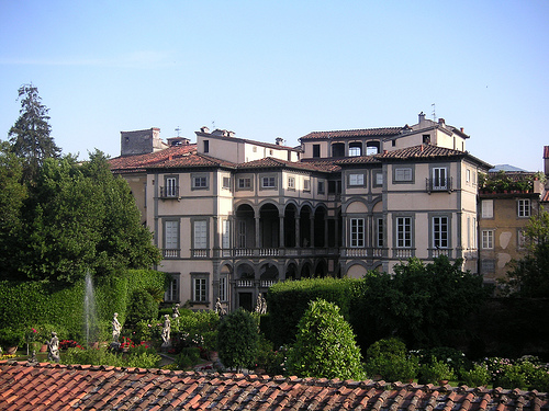 lucca italy - palazzo pfanner from the ramparts