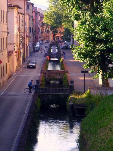 lucca italy - a local biking around town