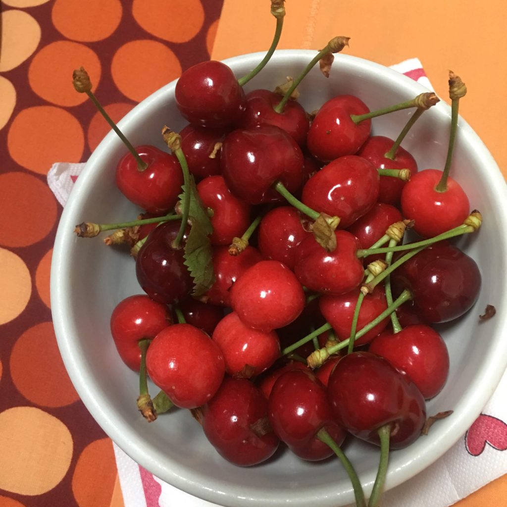 bowl of cherries from our farmstay
