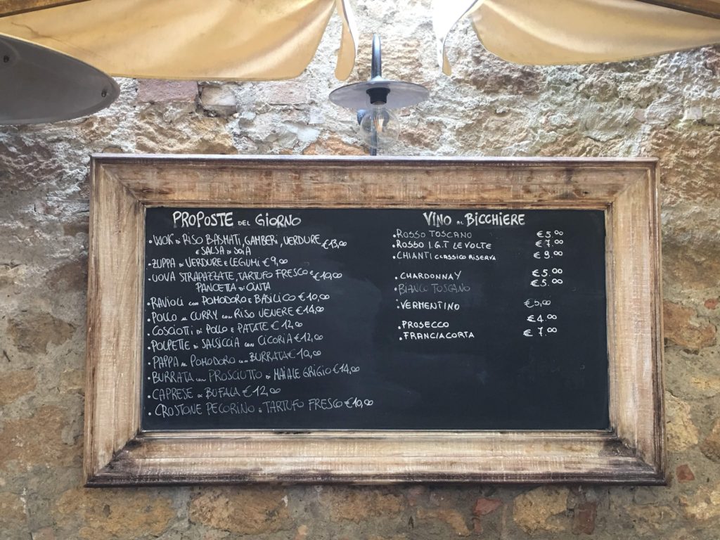 food lovers guide to pienza menu
